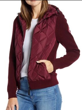 Canada Goose Women’s Hybridge 625 Fill Quilted Knit Hoodie Elderberry Small